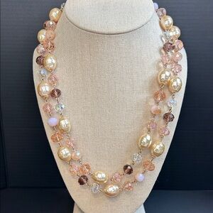 Charter Club Rose Gold and Pink Crystal Beaded Necklace
